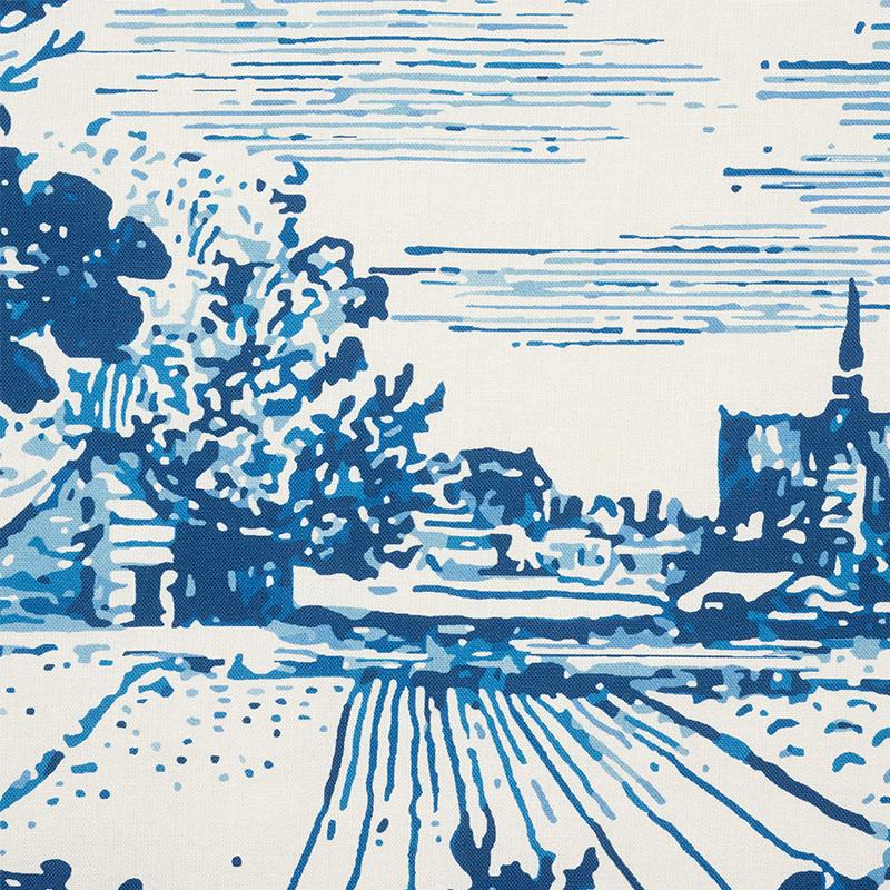 Schumacher Modern Toile Indigo Fabric