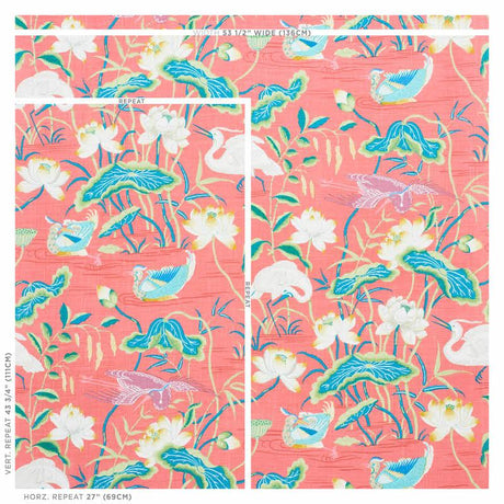 Schumacher Lotus Garden Red Fabric