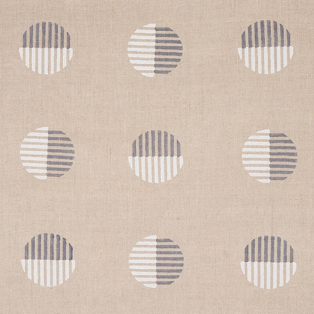 Schumacher Ando Hand Block Print Ivory & Charcoal On Natural Fabric