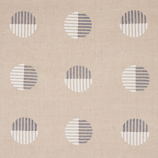 Schumacher Ando Hand Block Print Ivory & Charcoal On Natural Fabric