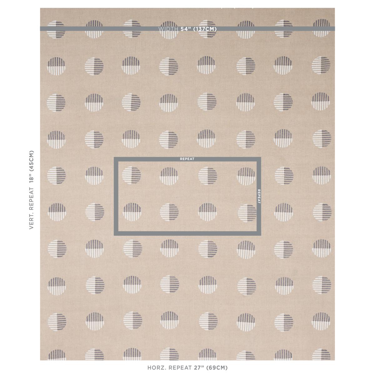Schumacher Ando Hand Block Print Ivory & Charcoal On Natural Fabric