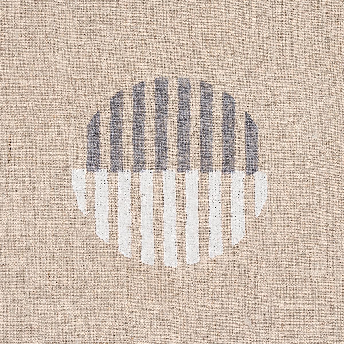 Schumacher Ando Hand Block Print Ivory & Charcoal On Natural Fabric