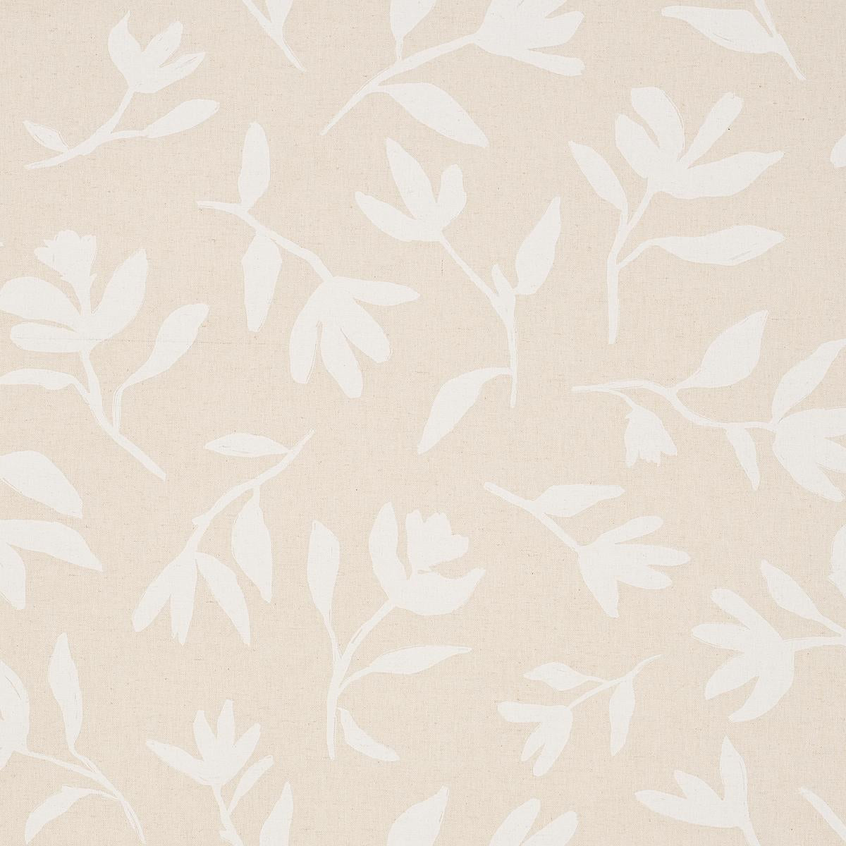 Schumacher Laurel White On Unbleached Fabric