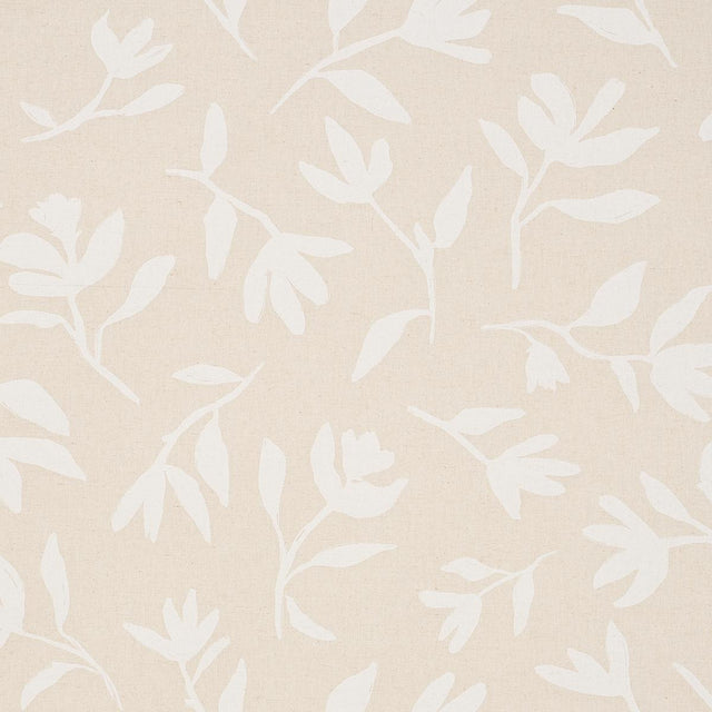 Schumacher Laurel White On Unbleached Fabric