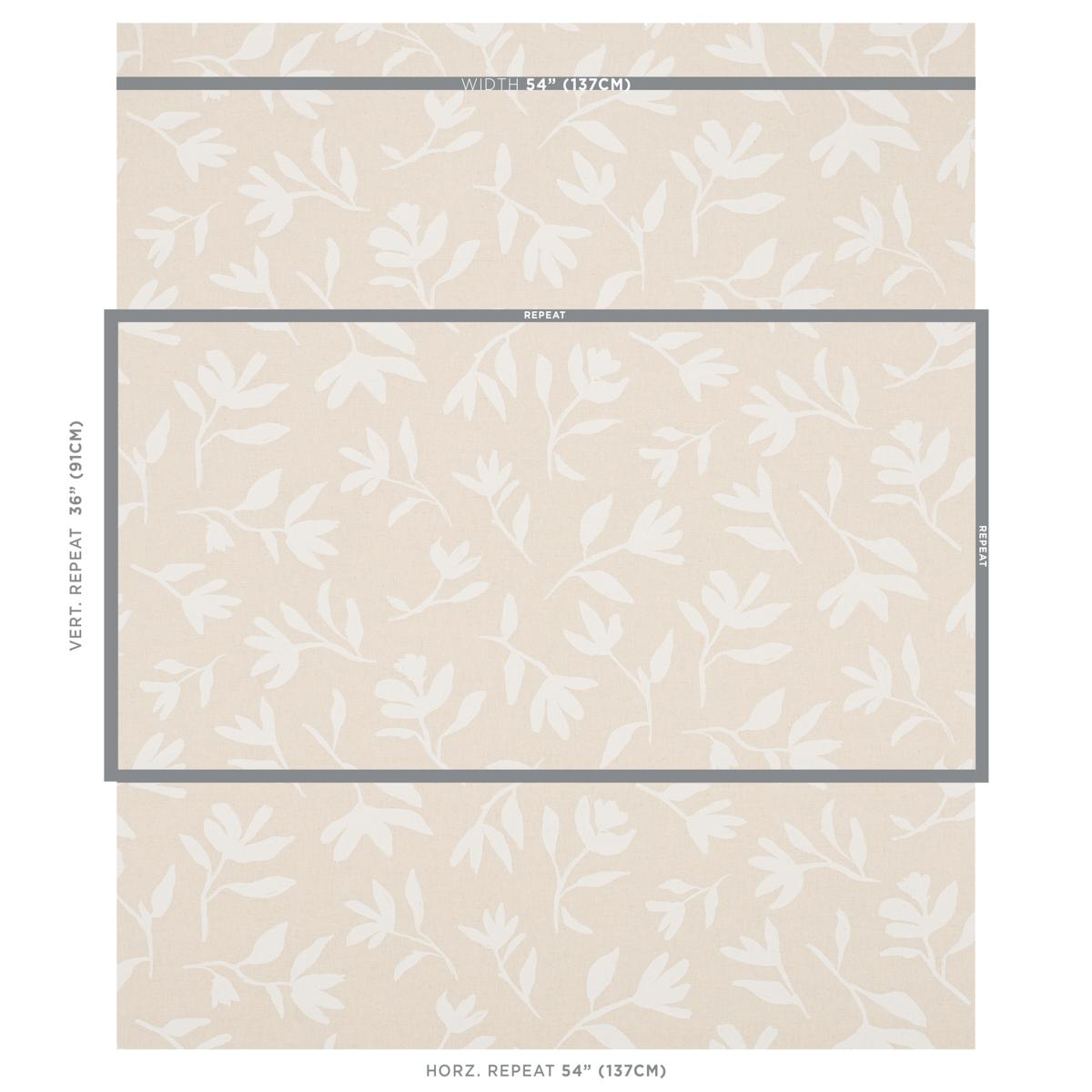 Schumacher Laurel White On Unbleached Fabric