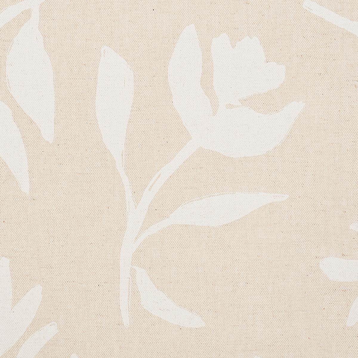Schumacher Laurel White On Unbleached Fabric