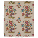 Schumacher Ashford Linen Mulberry And Natural Fabric