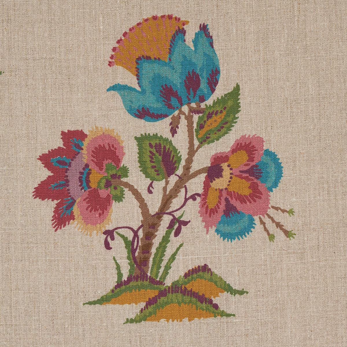 Schumacher Ashford Linen Mulberry And Natural Fabric