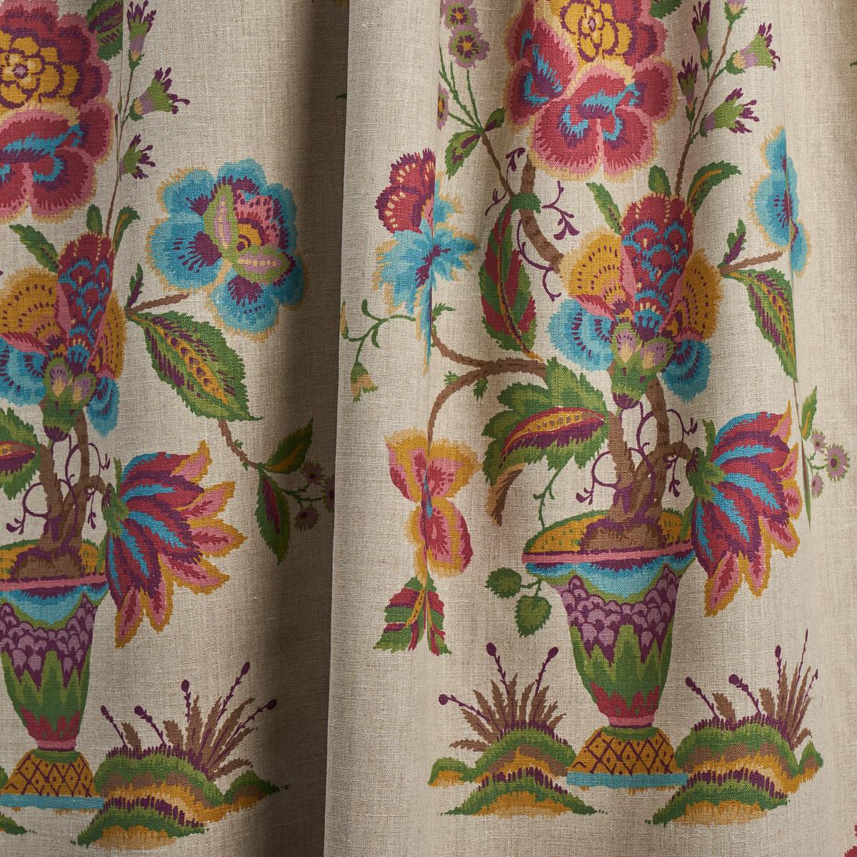 Schumacher Ashford Linen Mulberry And Natural Fabric