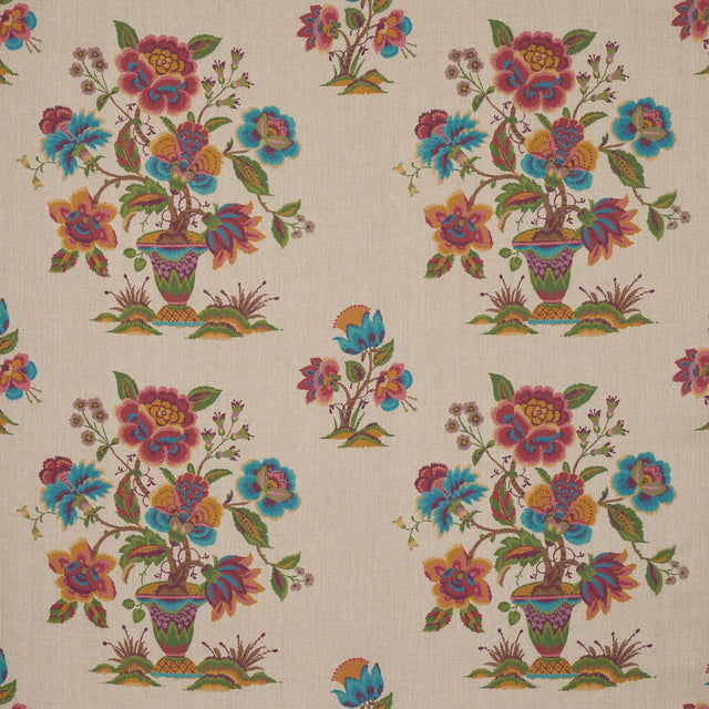 Schumacher Ashford Linen Mulberry And Natural Fabric