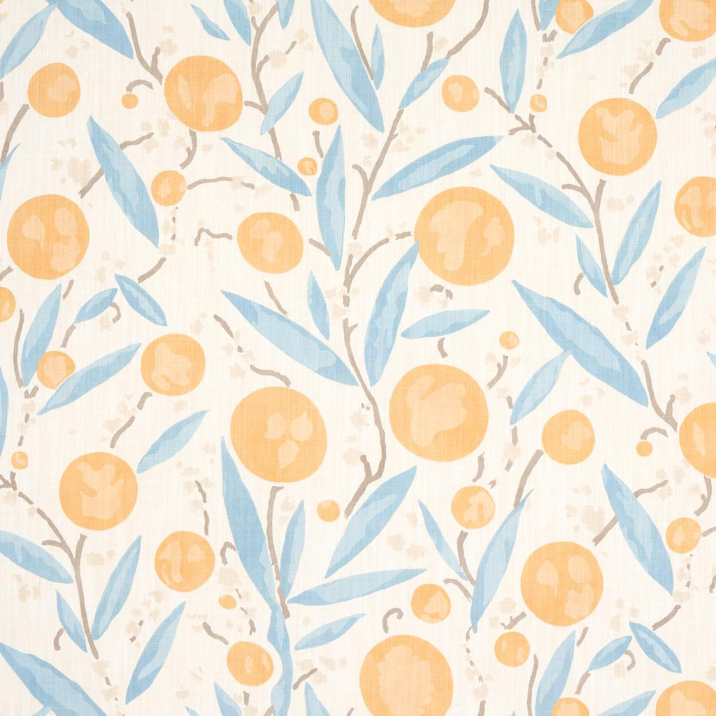 Schumacher Mirabelle Yellow And Sky Fabric