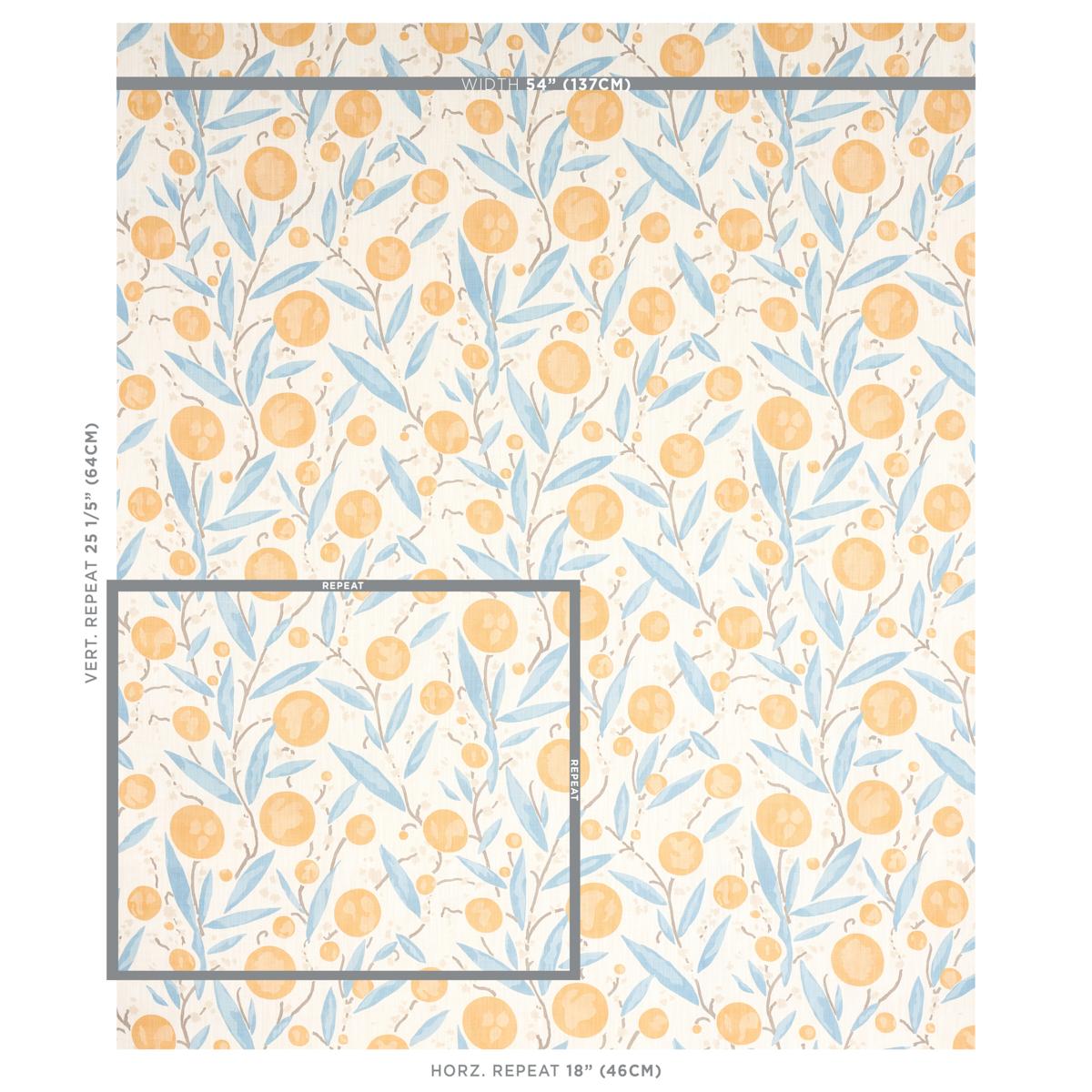 Schumacher Mirabelle Yellow And Sky Fabric