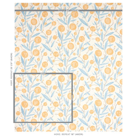 Schumacher Mirabelle Yellow And Sky Fabric