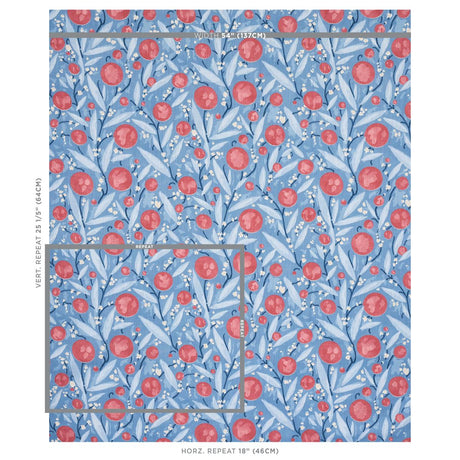 Schumacher Mirabelle Berry And Blue Fabric