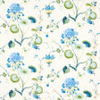 Schumacher Vasily Linen Green And Blue Fabric