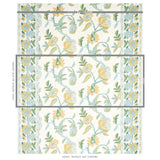 Schumacher Indali Bordered Linen Citron And Mineral Fabric