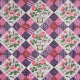 Schumacher Caldwell Patchwork Chintz Fuchsia And Plum Fabric