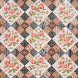 Schumacher Caldwell Patchwork Chintz Rose And Chocolate Fabric