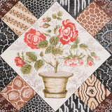 Schumacher Caldwell Patchwork Chintz Rose And Chocolate Fabric