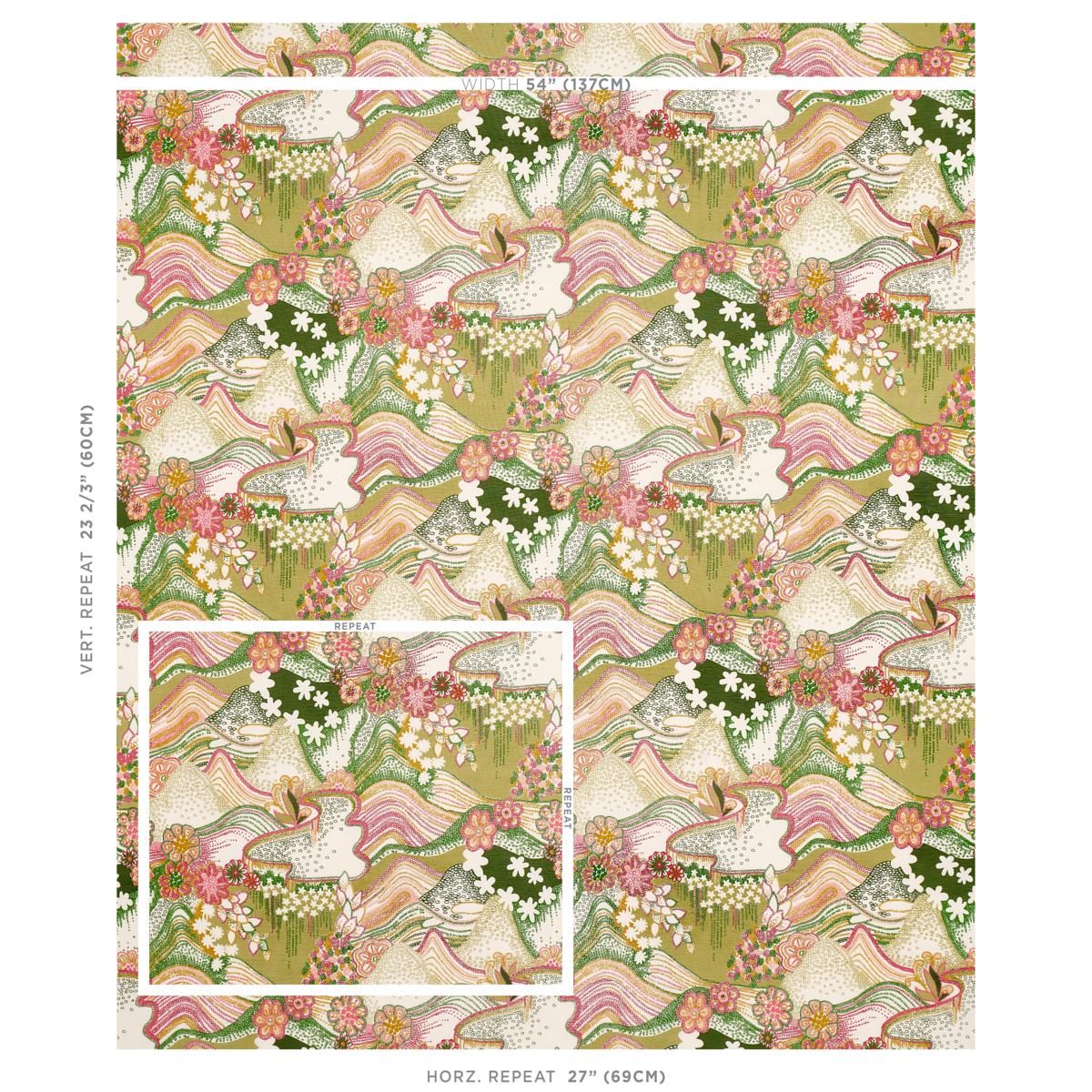 Schumacher Daisy Chain Green And Pink Fabric