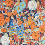 Schumacher Fairie Garden Orange And Navy Fabric