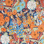 Schumacher Fairie Garden Orange And Navy Fabric