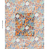 Schumacher Fairie Garden Orange And Navy Fabric