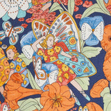 Schumacher Fairie Garden Orange And Navy Fabric