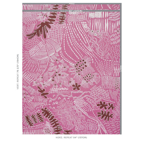 Schumacher Haven Pink And Maroon Fabric
