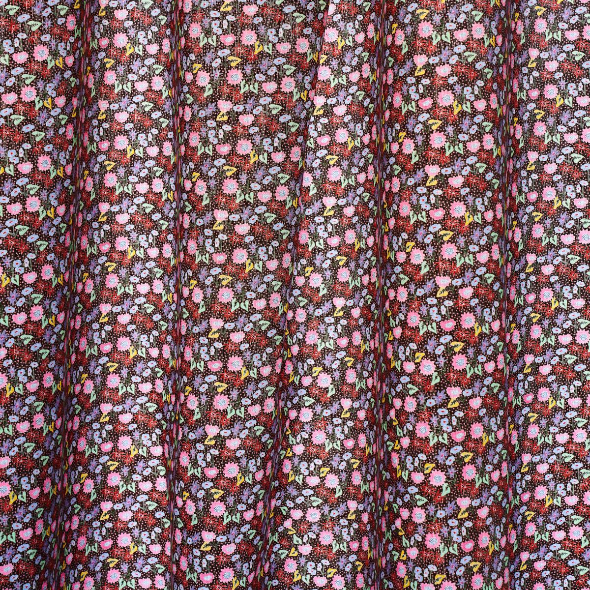 Schumacher Calico Multi On Brown Fabric