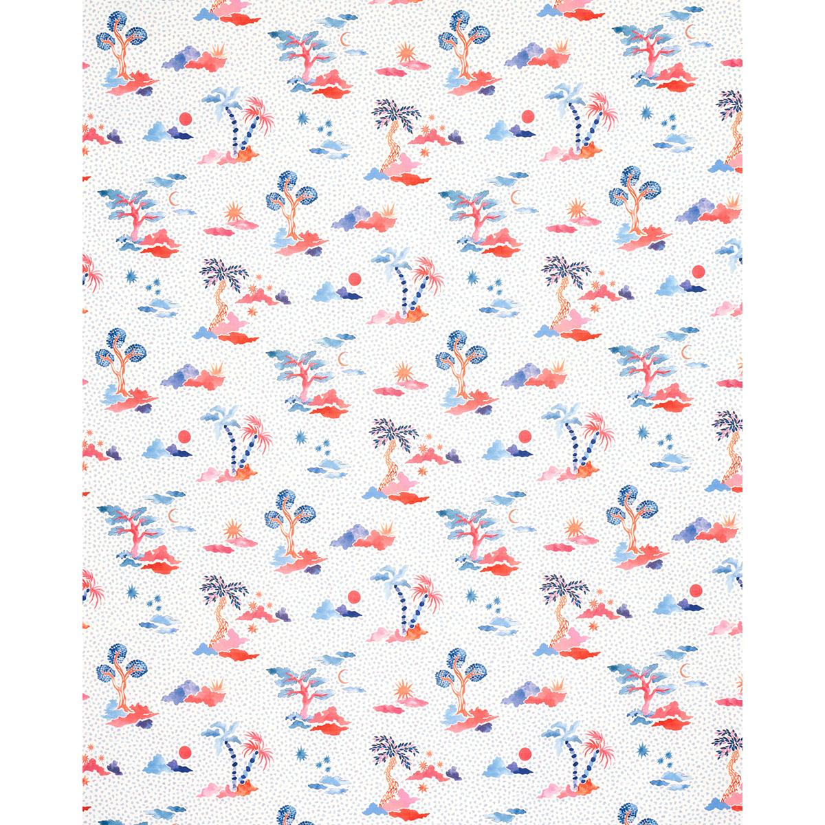 Schumacher Valletta Sky And Pink Fabric