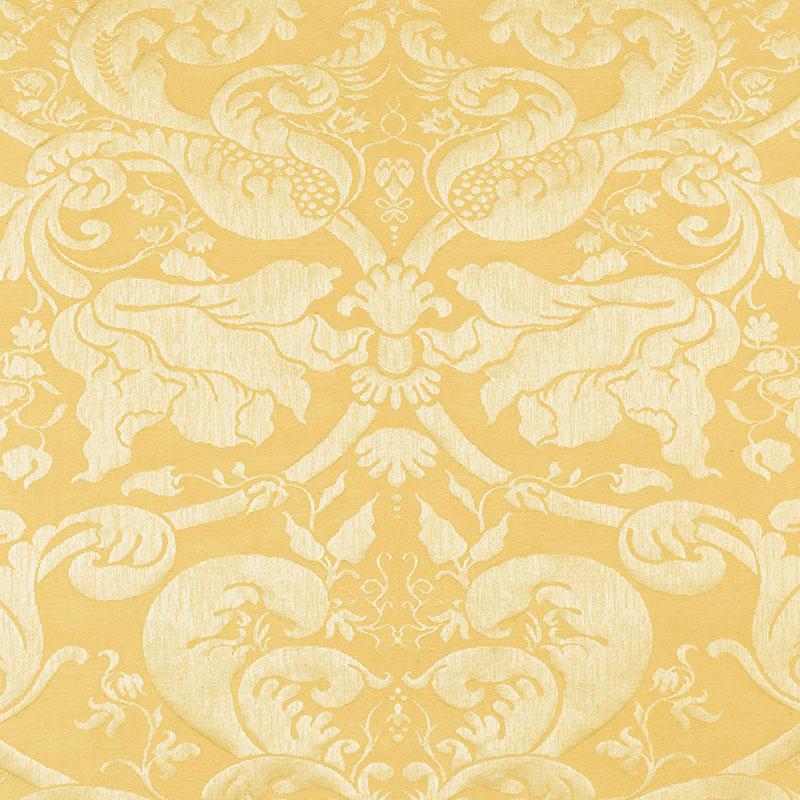 Schumacher Gavotte Brocatelle Damask Gold Fabric