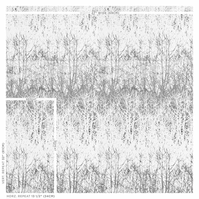 Schumacher Birches Silver Wallpaper
