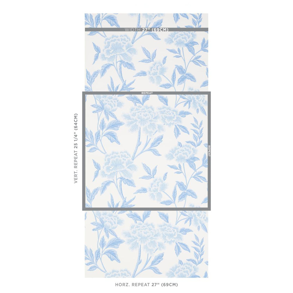 Schumacher Whitney Floral Blue Wallpaper
