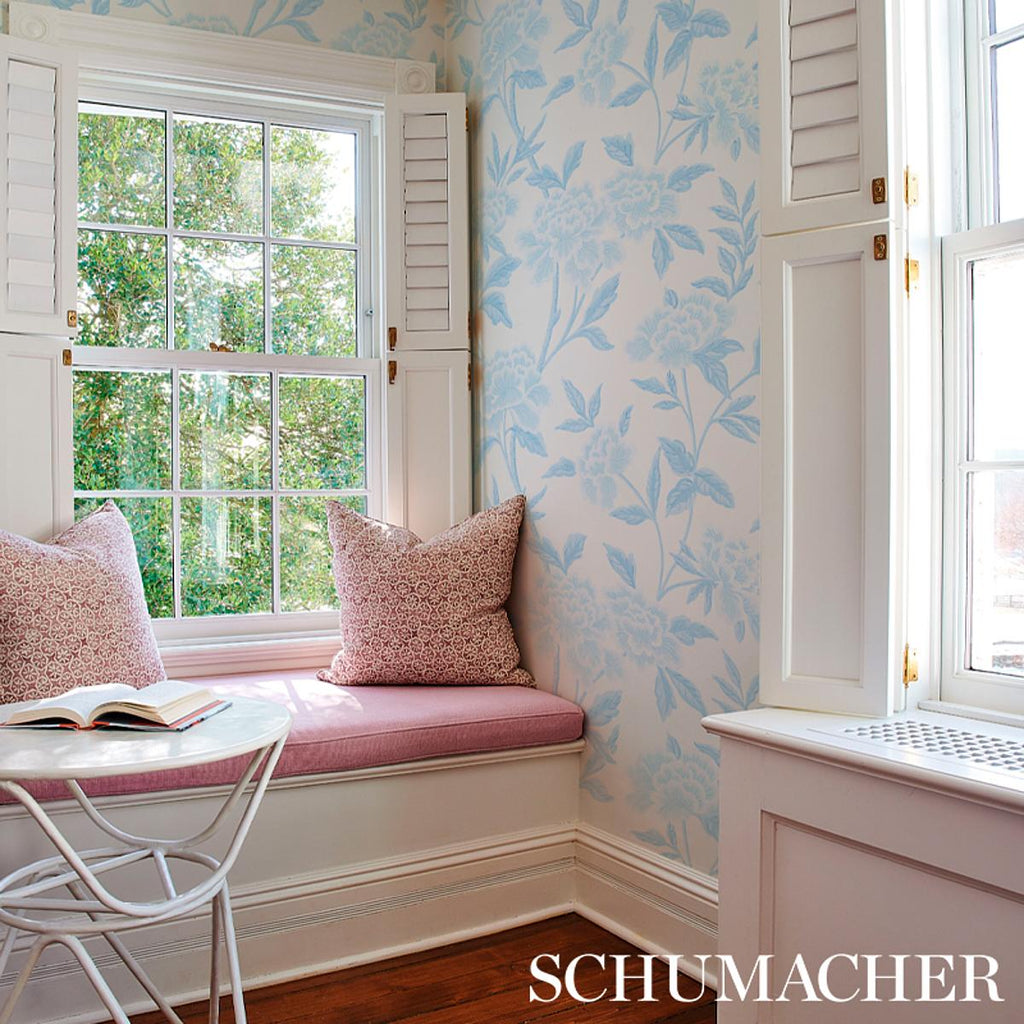 Schumacher Whitney Floral Blue Wallpaper