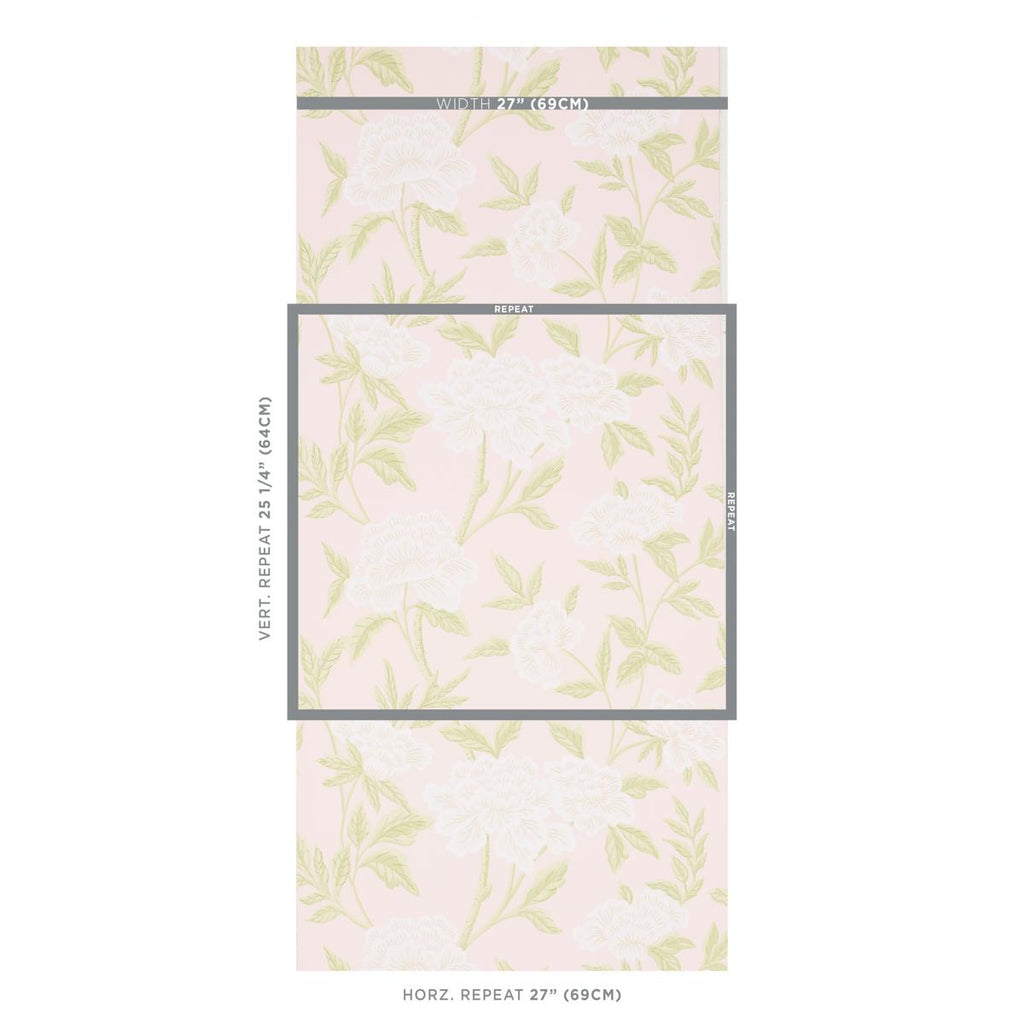 Schumacher Whitney Floral Blush Wallpaper
