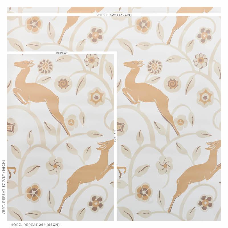 Schumacher Les Gazelles Au Bois Vinyl Natural Wallpaper