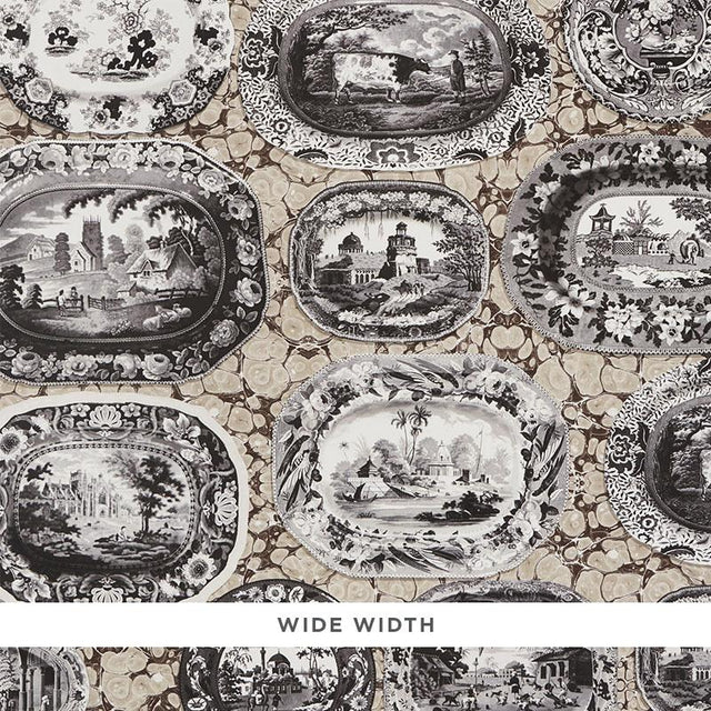 Schumacher Plates & Platters Neutral Wallpaper