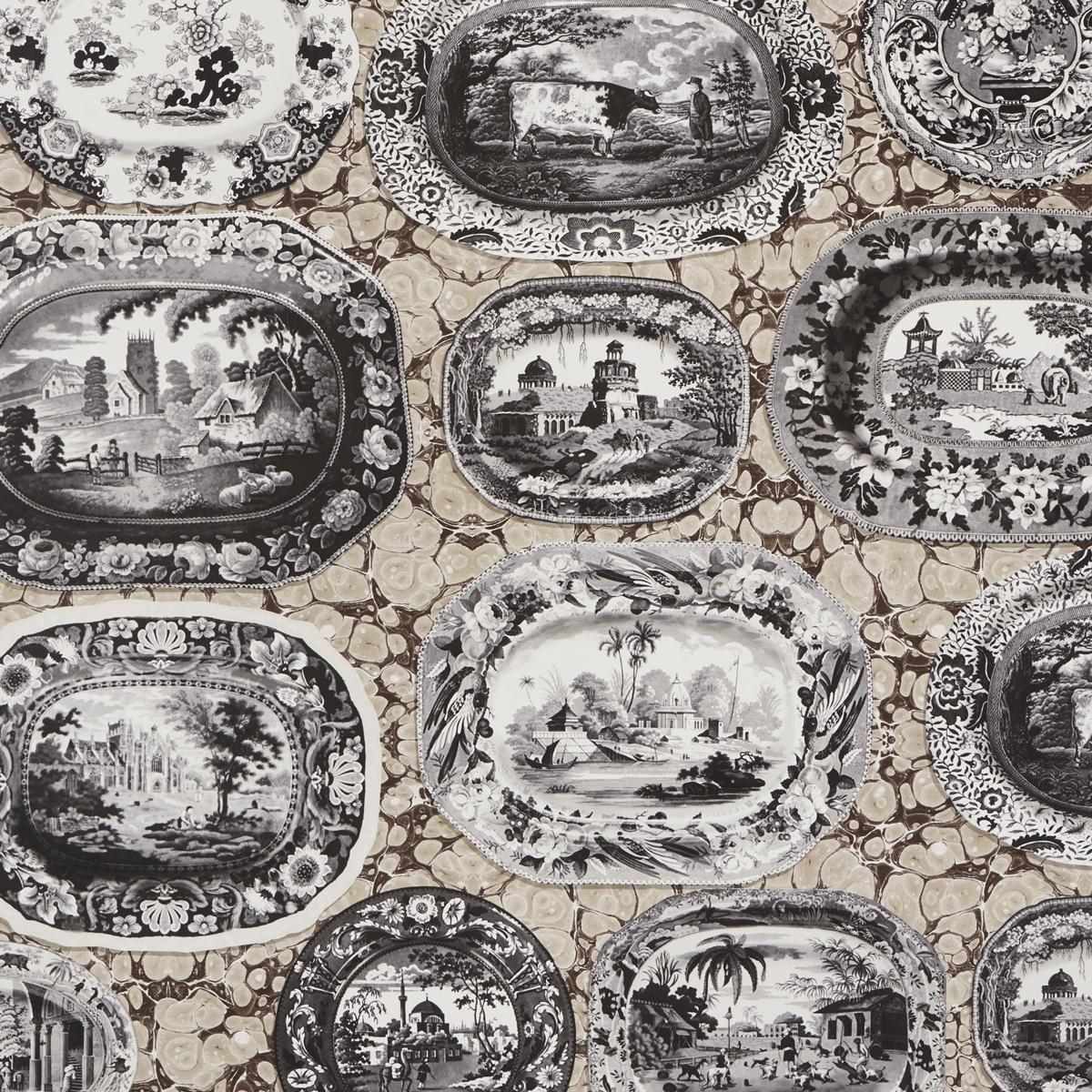 Schumacher Plates & Platters Neutral Wallpaper