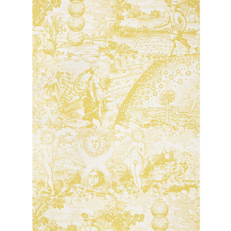 Schumacher Modern Toile Yellow Wallpaper
