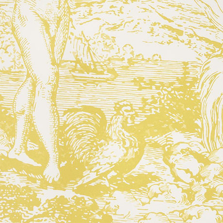 Schumacher Modern Toile Yellow Wallpaper