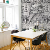 Schumacher Modern Toile Yellow Wallpaper