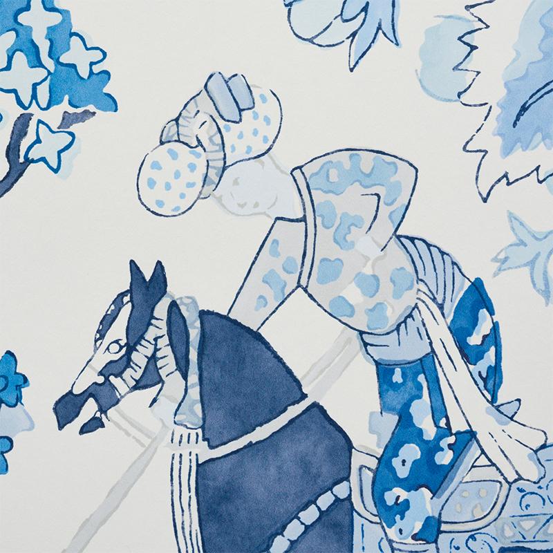 Schumacher Persian Lancers Porcelain Wallpaper