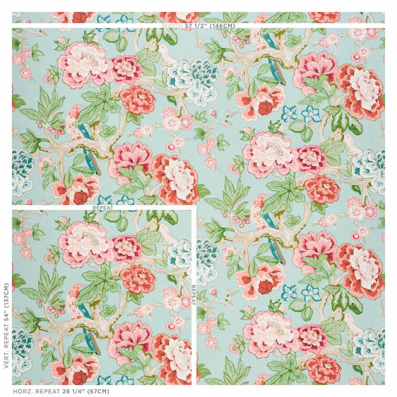 Schumacher Bermuda Blossoms Aqua Wallpaper