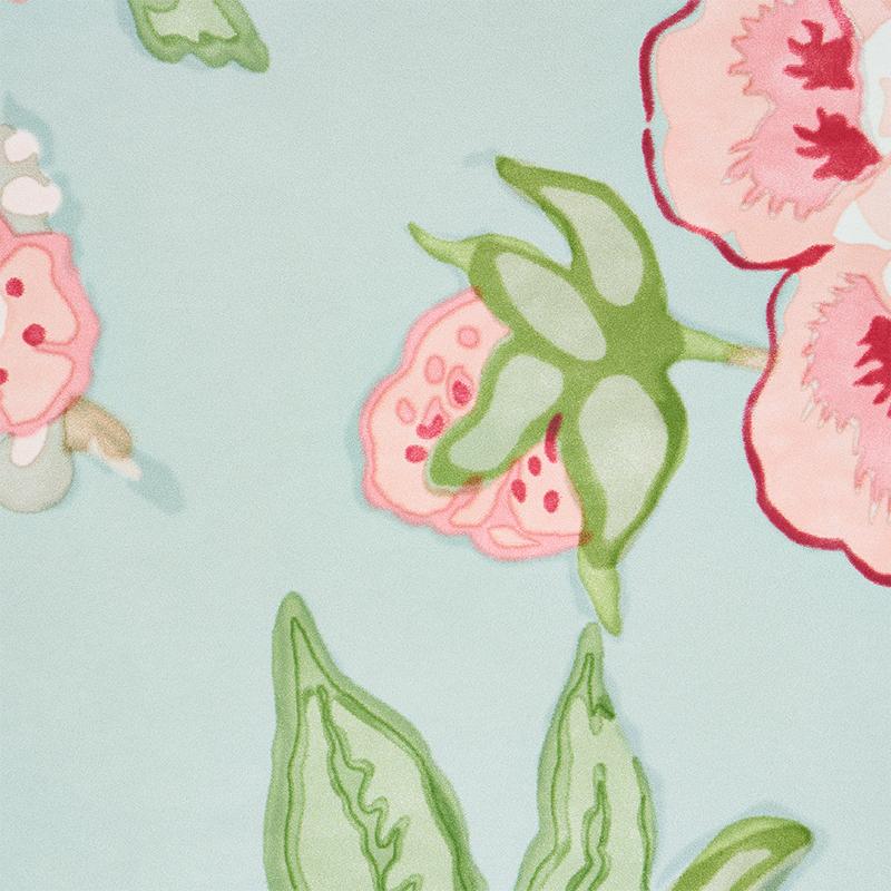 Schumacher Bermuda Blossoms Aqua Wallpaper