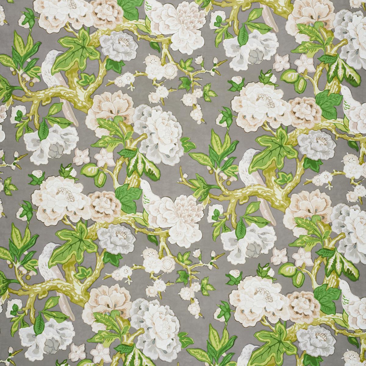 Schumacher Bermuda Blossoms Slate Wallpaper