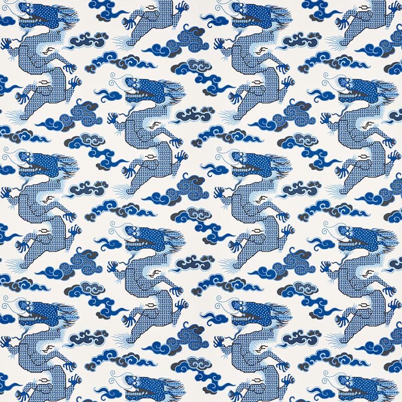Schumacher Magical Ming Dragon Porcelain Wallpaper