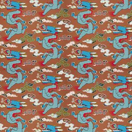 Schumacher Magical Ming Dragon Brown Wallpaper