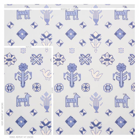 Schumacher Chuska Warp Print Blue Wallpaper