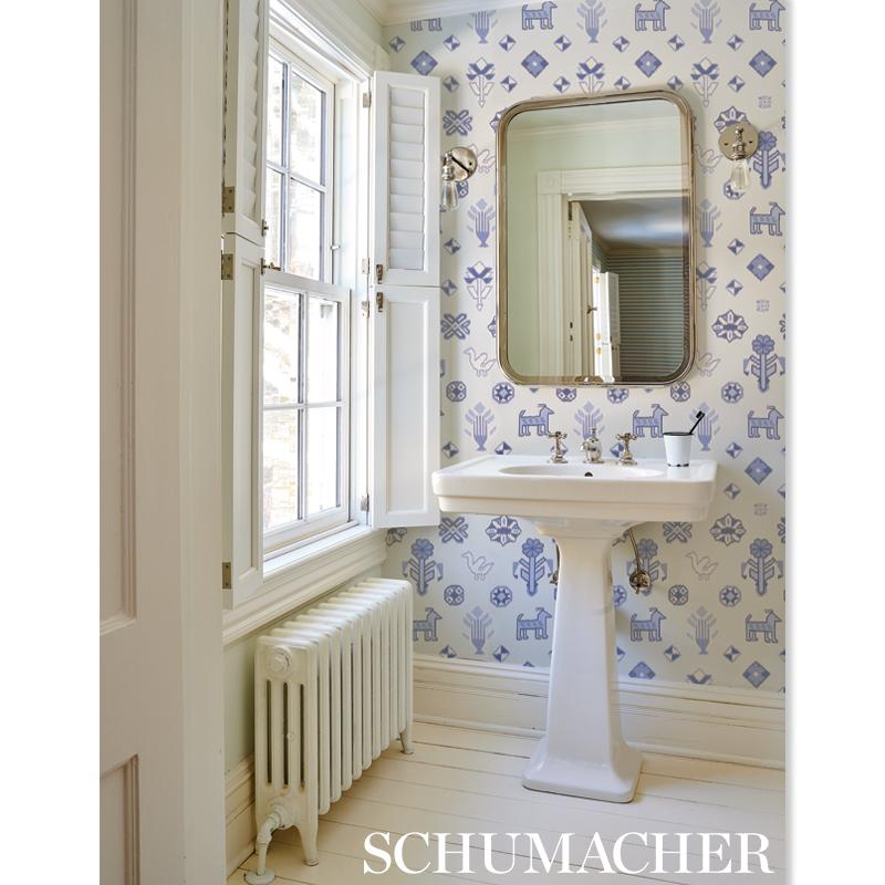 Schumacher Chuska Warp Print Blue Wallpaper